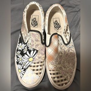 Patchwork Vans, Sunflower, Paisley, and Plaid print